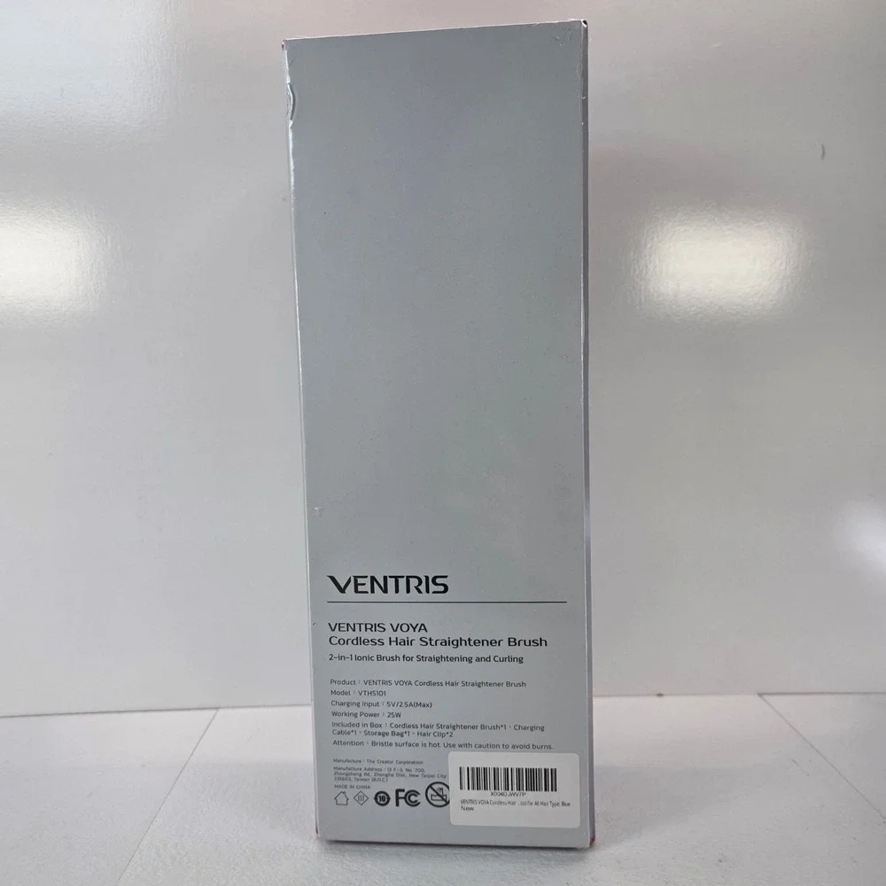 VENTRIS VOYA Cordless Hair Straightener Brush Blue VTHS101 Ionic 2-in-1 Portable